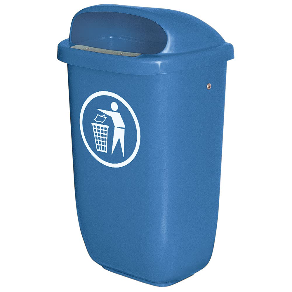 BRB Abfallbehälter für den Außenbereich, 50 Liter, nach DIN 30713, Farbe: blau