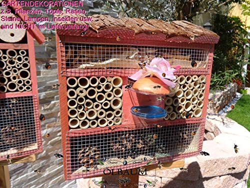 1x Bienenhotel,Rindendach Insektenhaus + Bienenhaus mit Bienentränke, insektenhotel mit Rindendach, aus Holz