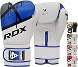 RDX Boxhandschuhe Muay Thai Boxsack Training Sparring Kickboxen Sandsack Maya Hide Leder Boxing Gloves, Blau, 14 oz