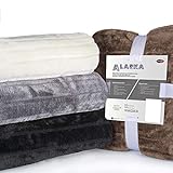 CelinaTex Alaska Kuscheldecke 150 x 200 cm schwarz Polar Fleece Sofadecke Felloptik Tagesdecke Fellimitat Wohndecke