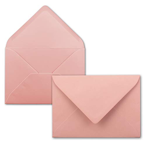 500 Brief-Umschläge - Alt-Rosa - DIN C6-114 x 162 mm - Kuverts mit Nassklebung ohne Fenster für Gruß-Karten & Einladungen - Serie FarbenFroh