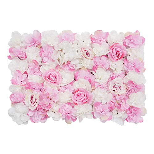 Shiwaki Flower Panels Artificial Flowers Wall Screen Romantic Floral Backdrop Hedge Home Decor Wedding Party Background - Pink Rose