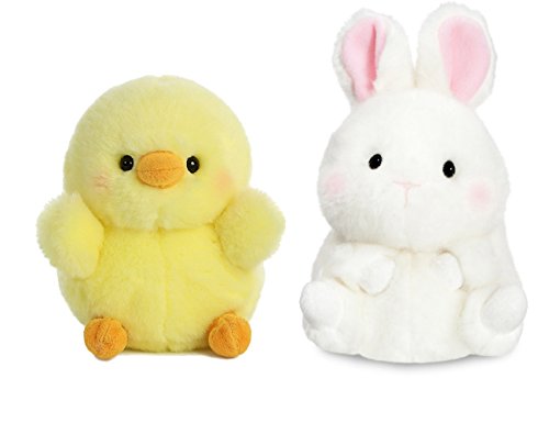 Bundle of 2 Aurora 5" Beanbag Stuffed Animals: Chickadee Chick and Bunbun Bunny