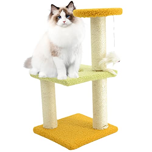 Kratzbaum für Wohnungskatzen | Moderner Katzenturm,Katzenkletterer, mehrschichtiges Design, liegende und ruhende Katze, quadratische Plattenbasis für Katzen und kleine Katzen