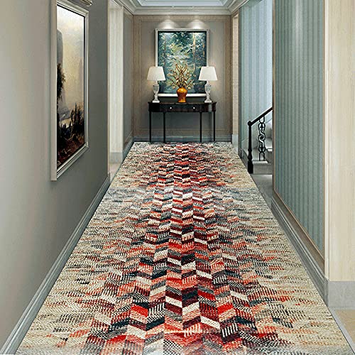 LWPCP Teppichläufer Für Küche, Rutschfester Geometrisches Abstraktes Muster Waschbarer Soft-Touch-Teppich Für Wohnzimmer Flur Schlafzimmer Korridor,0.6X3M