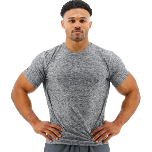 TYR Herren Airtec Kurzarm Athletic Performance Workout T-Shirt, Meliert, Grau, Medium