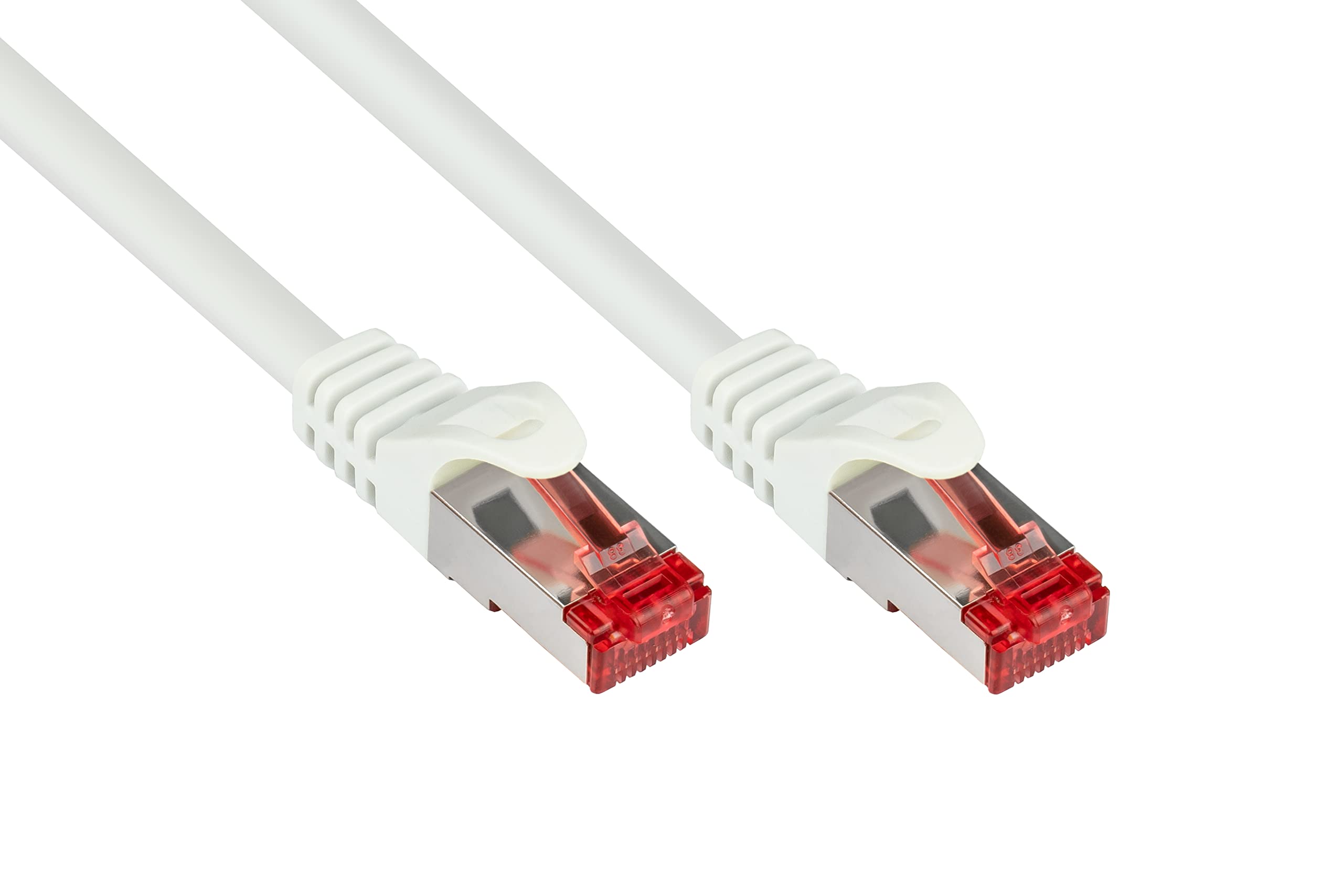 Good Connections Cat. 6 Ethernet LAN Patchkabel mit Rastnasenschutz RNS, S/FTP, PiMF, PVC, 250Mhz, Gigabit-fähig (10/100/1000-Base-T Ethernet Netzwerke), für Patchfelder, Patchpanels, Switch, Router, Modems, weiß, 15m