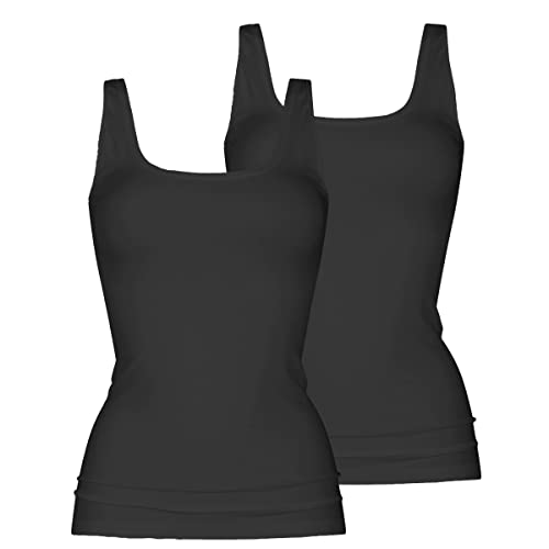 Mey 2er Pack Damen Trägerhemd - Organic - 25816 - Damen Top mit Breiten Trägern - Unterhemd Bio Baumwolle - Farbe Schwarz - Größe 40