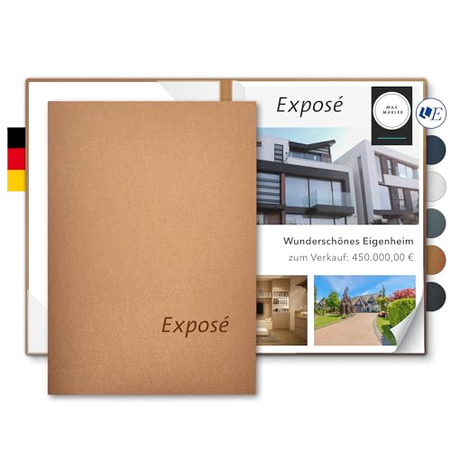Exposémappe A4 Metallic-Effekt - Esclusiva® Classic-plus - mit Prägung Exposé - für Ihre hochwertige Objekt-Präsentation mit Metallic-Effekt - Immobilien-Makler Expose-Mappe (Kupfer, 8 Stück)