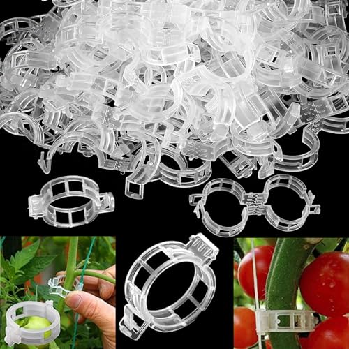 Acssart Plant Support Clips, Tomato Clips,Plant Support Clips,Plant Support Clips Reusable Garden Clips,Trellis Clips,Tomato Clips for String Trellis,Tomato Clips for Climbing Plants (150 PCS,White)