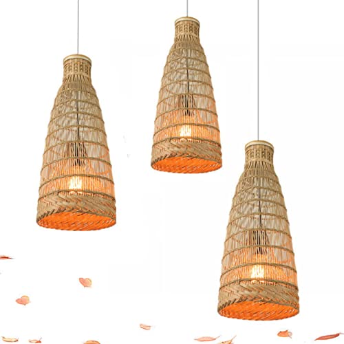 Handgemachte Bambus Pendelleuchte Wunderschöne Weblaterne Kronleuchter Deckenleuchte Deckenbeleuchtung für Restaurant, Wohnzimmer, Bartheke