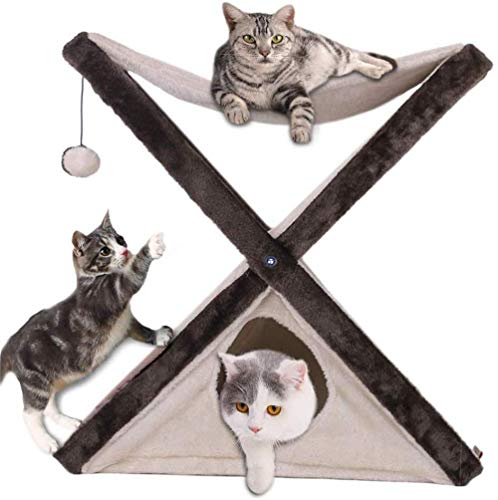 Kratzbaum X-Typ Cat Climbing Shelf Scratching Board, Klappbares Sisalbett Pet Claw Pad, Faltbarer Laden Cat Tower, Cat Climb, Katzensprungplattform Katzenspielzeug Liefert Katzenstreu