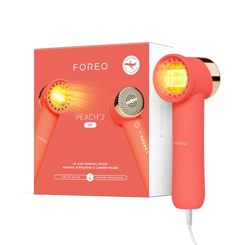 FOREO PEACH 2 go IPL Geräte Haarentfernung - Dauerhafte Laser-Haarentfernung unterwegs - Körper & Gesicht - Alternative zu Epilierer Damen - Schmerzlose Haarentfernung - Hautkühlend & Silikon-Schild