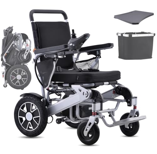 Broobey Tragbare elektrische Rollstühle für Erwachsene, leichte elektrische Rollstuhlstütze 150Kg, elektrisch motorisierter Faltrollstuhl für Senioren, 30+ km lange Reichweite (20 Ah Batterie)