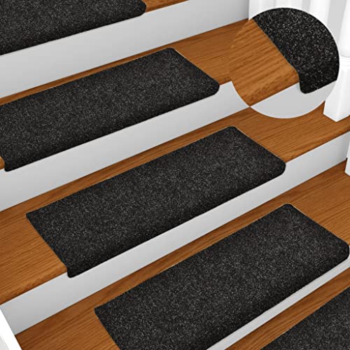 lvssiao Teppich Stufenmatten Treppenstufen, Treppenmatten 15 STK. Nadelvlies 65x25 cm Schwarz Stufenteppich für Innen