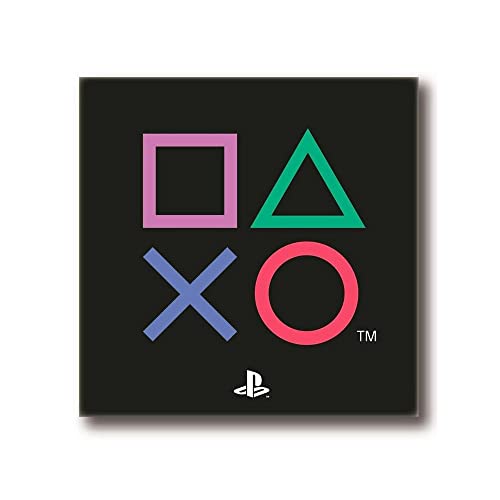 PlayStation Quadratischer Teppich – Playstation Controller Icons Design – Offizielles Sony Playstation Produkt – Schlafzimmerteppich, schwarz, 80 x 80 cm