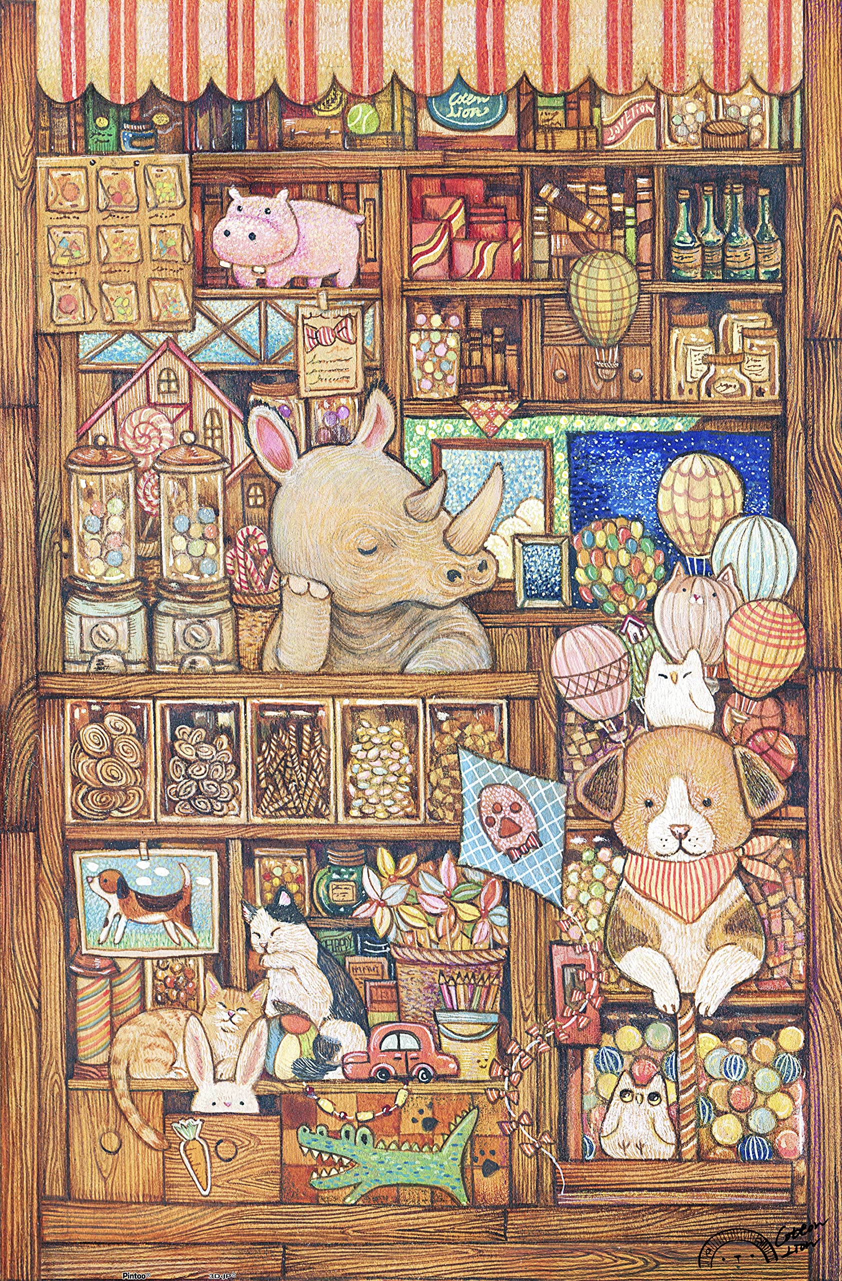 Pintoo - Rhino's Shop by Cotton Lion - 600 Pieces - Premium Plastic Puzzle