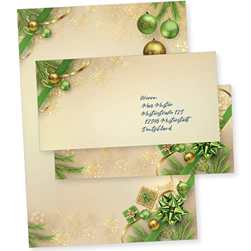 Chalet Noel 250 Sets Weihnachtsbriefpapier mit Umschlag ohne Fenster Weihnachtspapier A4 Briefpapier Weihnachten