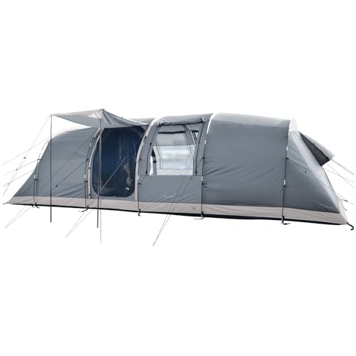 Skandika Tunnelzelt Casablanca 8 Sleeper Protect | Camping Zelt mit 2 Schlafkabinen, Sleeper Technology, eingenähter Zeltboden, 3000 mm Wassersäule, 2m Stehhöhe, Moskitonetz | Familienzelt