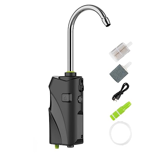 Flcivsh 3-In-1-Luftpumpe für Outdoor-Angeln, Sauerstoffanreicherung, USB, Intelligenter Sensor, Wasser-Sauerstoffpumpe, Tragbar, Intelligentes LED-Licht, Langlebig, Einfache Installation – Schwarz
