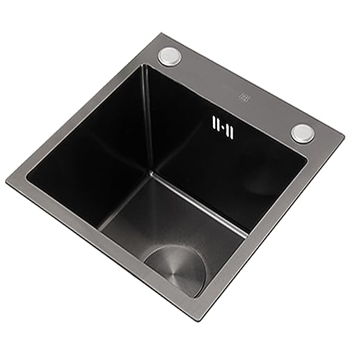 Schwarzes Bar-Spülbecken Nano-Edelstahl-Küchenspüle Mini-Bar-Spüle, Seitlich Kleiner Einzelschlitz Für Den Abwasch Im Pool (S : 40x40cm)