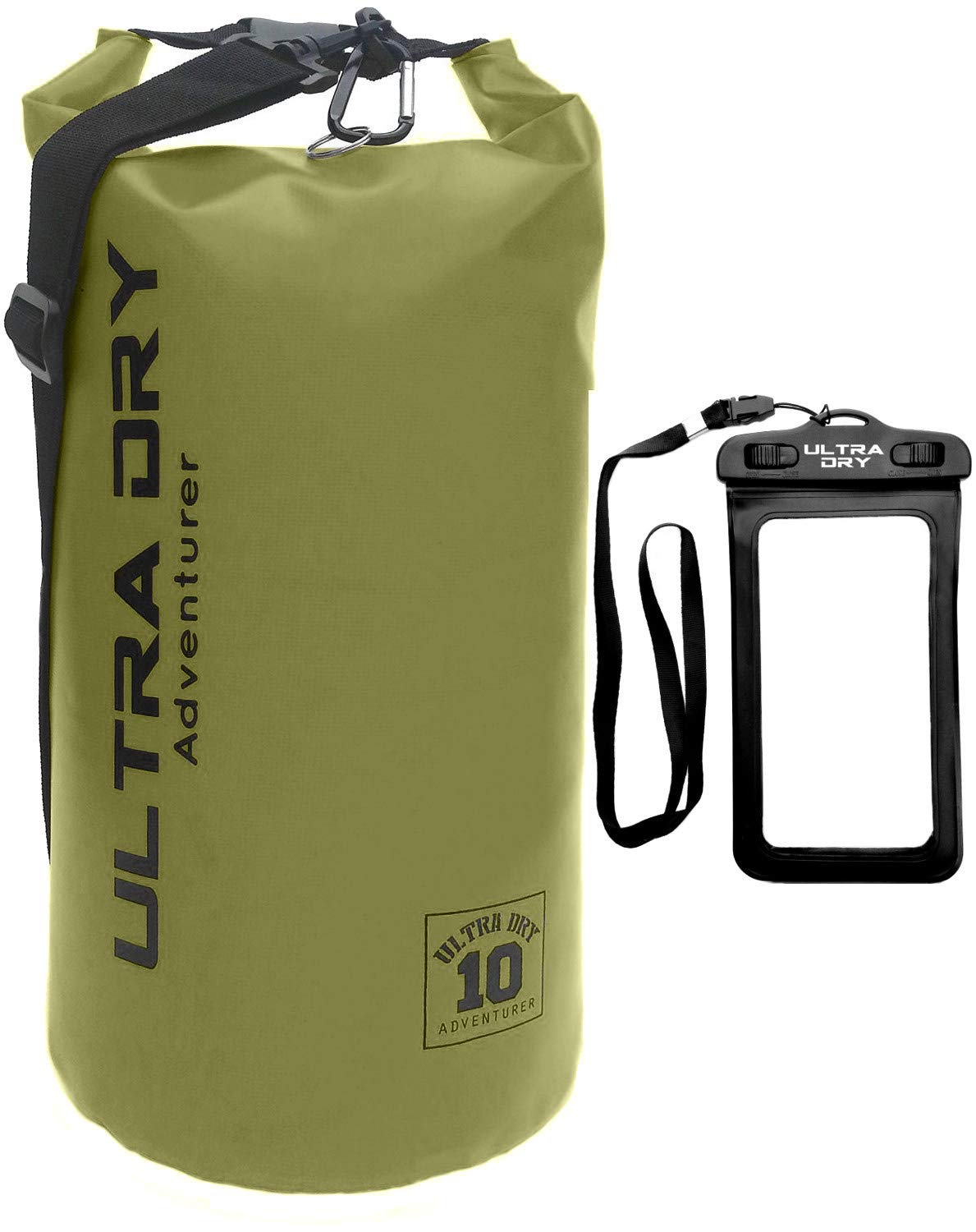 Ultra Dry Adventurer Premium wasserdichte Tasche, Sack mit Handy-Trockentasche und langem, verstellbarem Schultergurt, ideal für Kajakfahren/Bootfahren/Kanufahren/Rafting/Schwimmen (Grün, 30 Liter)