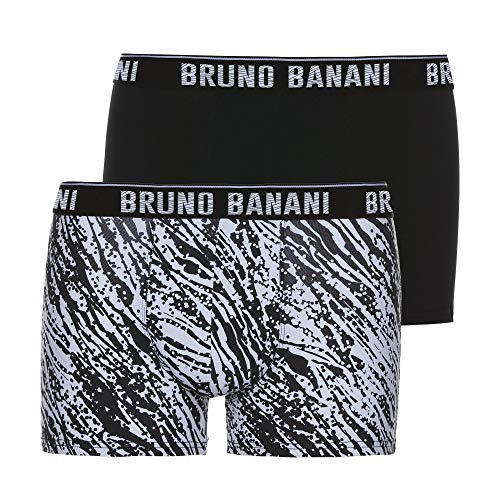 bruno banani Herren Zebra Stripe Short, schwarz/weiß Print // schwarz, M (2er Pack)
