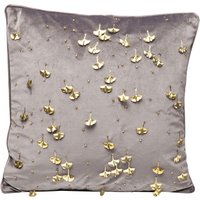 Kare Design Kissen Ginkgo Grau 45x45cm, quadratisches Kissen mit goldenen Ginkgo Blättern, glamouröses Dekokissen in Grau Gold, (H/B/T) 45x45x8cm