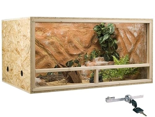 OSB Terrarium, Holzterrarium 120x60x60 cm mit Seitenbelüftung, Zierleistenset:ohne Zierleistenset, Sicherheitspaket:mit Sicherheitspaket