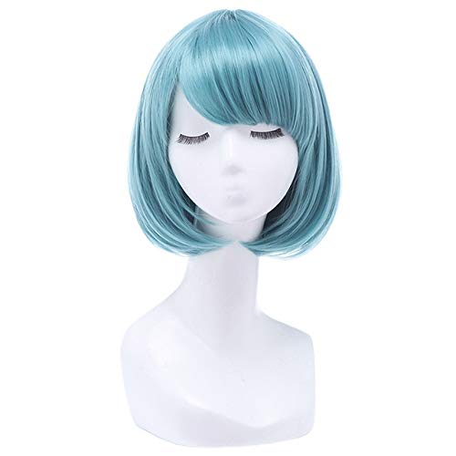 L-email wig 12inch 30cm Short Bobo Cosplay Wigs 5 Color Straight Pink Yellow Purple Synthetic Hair Perucas Cosplay Wig 12inches Blue