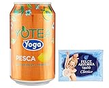 24er-Pack Yoga Yotea Thè Pesca,Erfrischendes Alkoholfreies Getränk,Eistee mit Pfirsich,330ml Einwegdose + 1er-Pack Kostenlos Felce Azzurra Talkumpuder, 100g-Beutel