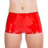 Rubberfashion Latex Hotpants - Rubber Gummi Hose Pants - sexy Shorts - Latex Slip Dessous Pantys für Damen und Herren rot 0.4mm M