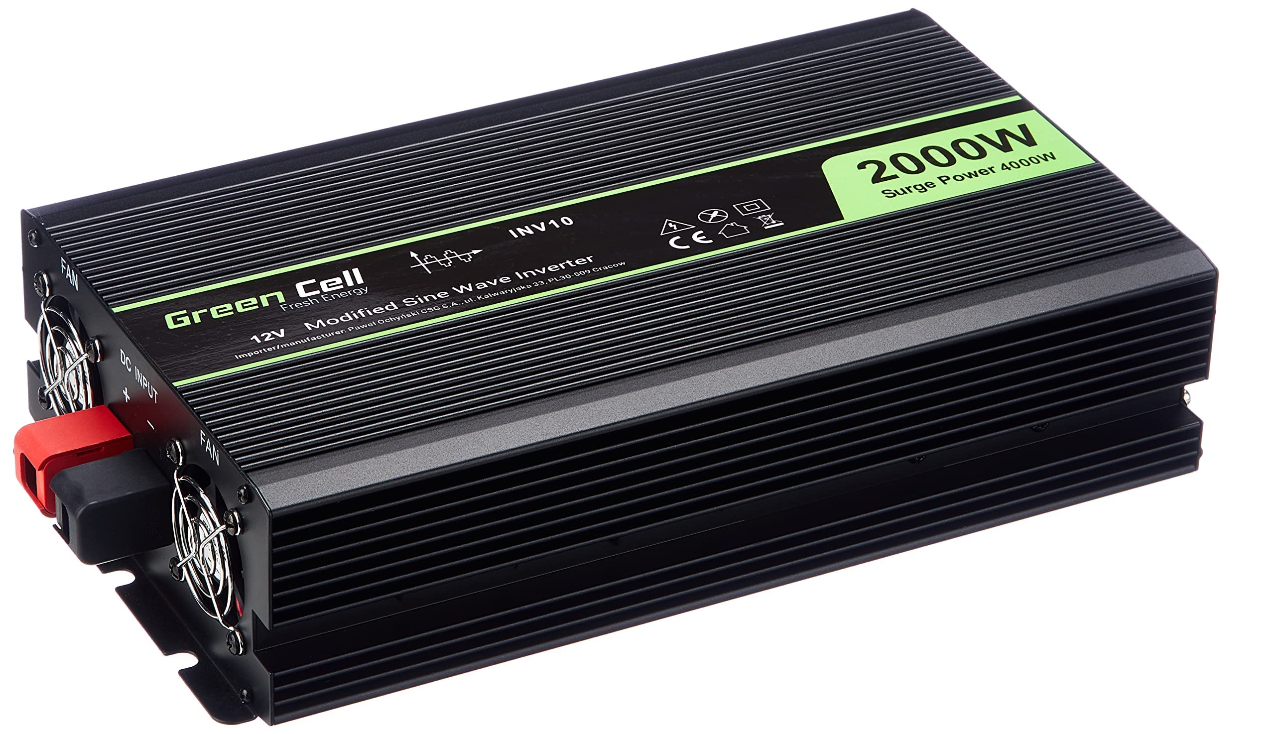 Green Cell® 2000W/4000W 12V auf 230V Volt kfz Spannungswandler Wechselrichter Power Solar Inverter DC AC Umwandler Stromwandler Fahrzeuge Wohnwagen Auto Modifizierte Sinus Sine Wave Autoladegerät