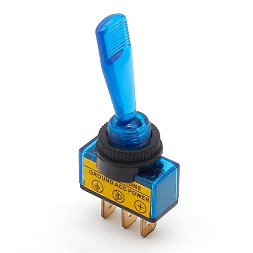 elektronischer Schalter Kfz-Kippschalter, 3-polig, EIN-, mit Lampe, DC12 V, 20 A (Color : Blue)