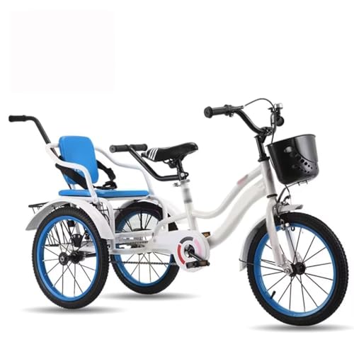 16-Zoll-Schiebedreirad mit Elterngriff,großes Pedaldreirad für Kleinkinder von 3 bis 9 Jahren,Cruiser-Fahrraddreirad für tägliche Fahrten,verstellbarer Sitz und Lenker,Tandem-Dreirad,Einzelbremse
