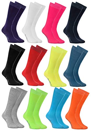 Rainbow Socks - Jungen Mädchen Baumwolle Kniestrümpfe - 12 Paar - Mehrfarbig - Größen: Kinder EU 30-35