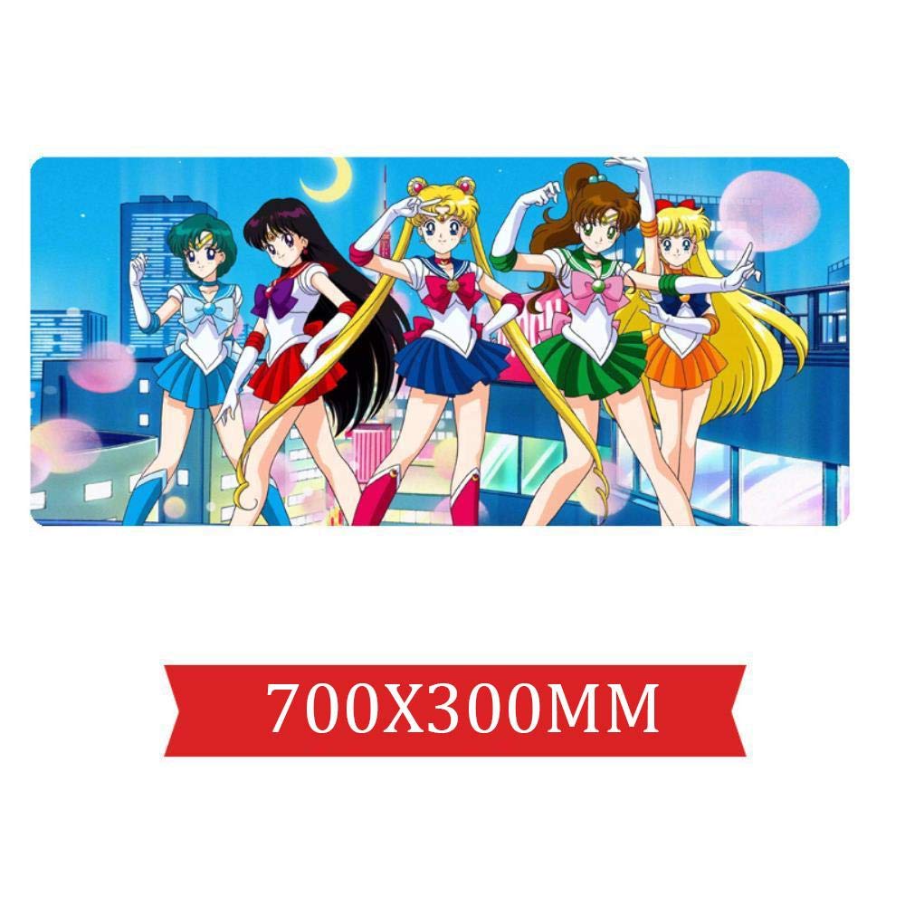 Mauspad Cartoon Sailor Moon 700X300mm Mauspad, Extended XXL Large Professional Gaming Mauspad mit 3mm starker Basis, für Notebooks, PC, U.