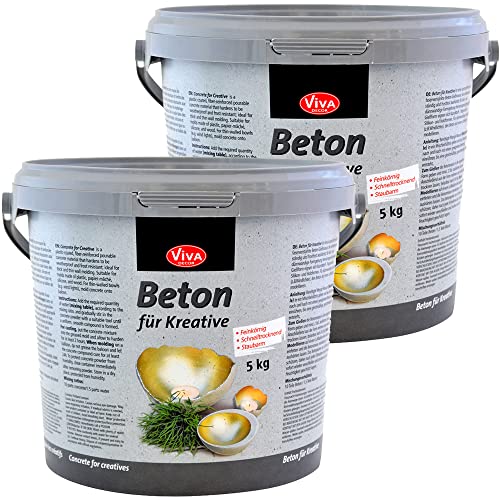 Viva Decor®️ Beton für Kreative (Beton zum Gießen, 10 kg) kreativ basteln mit dem Bastelbeton zum Gießen - oder als Abformmasse für Deko