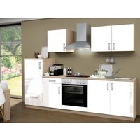 Menke Küchenzeile/Küchenblock Premium 270 cm Weiß Hochglanz-Sonoma Eiche Nachbildung