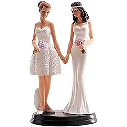 dekora 305054 - Weibliches Brautpaar Figur für Hochzeitstorte 20 cm, Schwarz/Weiß