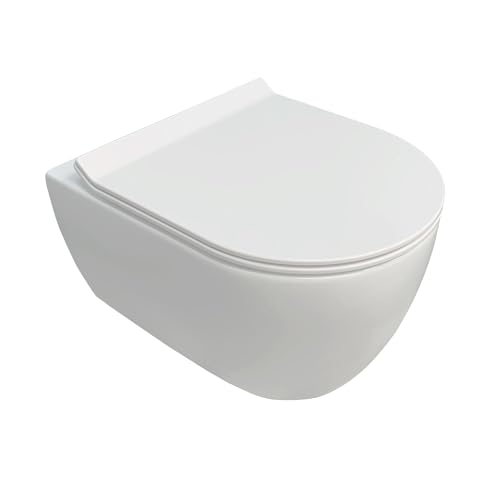 NEG Hänge-WC Uno11RK SlimLine (Tiefspüler/randlos/kurz) Toilette ohne Unterspülrand mit Duroplast Soft-Close-Deckel und Nano-Beschichtung