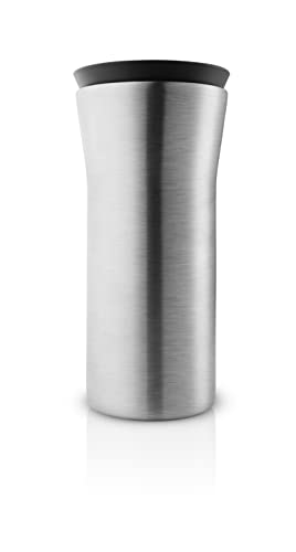 EVA SOLO | City To Go Cup 0,35l steel/black | Praktischer doppelwandiger Thermobecher, der sich einfach mit einer Hand bedienen lässt – Klickverschluss mit Möglichkeit, von allen Seiten zu trinken | steel/black