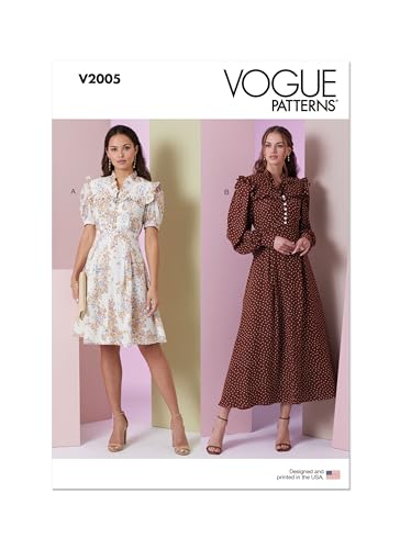 Vogue V2005U5 Damenkleid in zwei Längen mit Ärmelvarianten U5 (44-46-48-50-52)