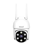 Sricam Mini 1080P 2.4G WiFi Home Surveillance PTZ IP Kamera, Humanoid Detection and Motion Tracking, Night Vision, IP66 Waterproof, 2Way Audio, Garden/House/Pets/Baby Monitor