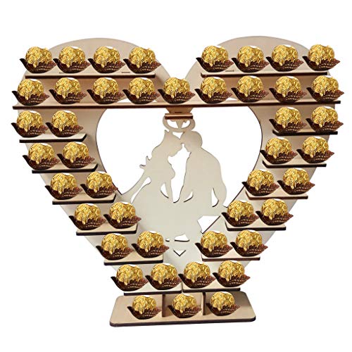 TOPCHANCES Herz Display Ständer Schokolade Ständer Hochzeit Display Kreatives Holz Liebe Herz Herz Herz Herzstück Perfekt für die Hochzeit Dekoration (C)
