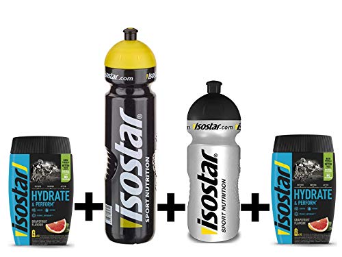 Isostar Hydrate & Perform 2x400 g isotonisches Elektrolytgetränk + 1000 ml +500 ml Flasche - Elektrolytlösung zur Unterstützung der sportlichen Leistungsfähigkeit - Grapefruit