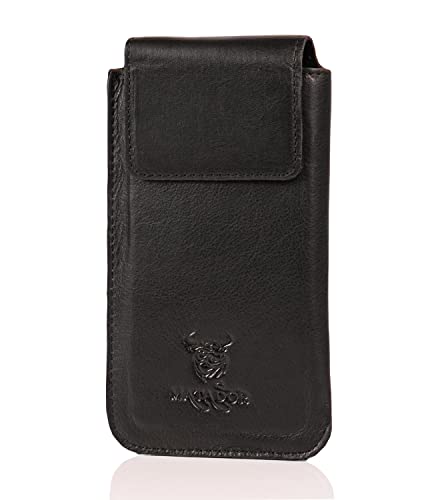 MATADOR Echt Leder Handytasche Gürtel-Tasche Vertikaltasche Schwarz/Black Apple iPhone 8 Plus Magnetverschluss Gürtel-Schlaufe (Easy Out System)