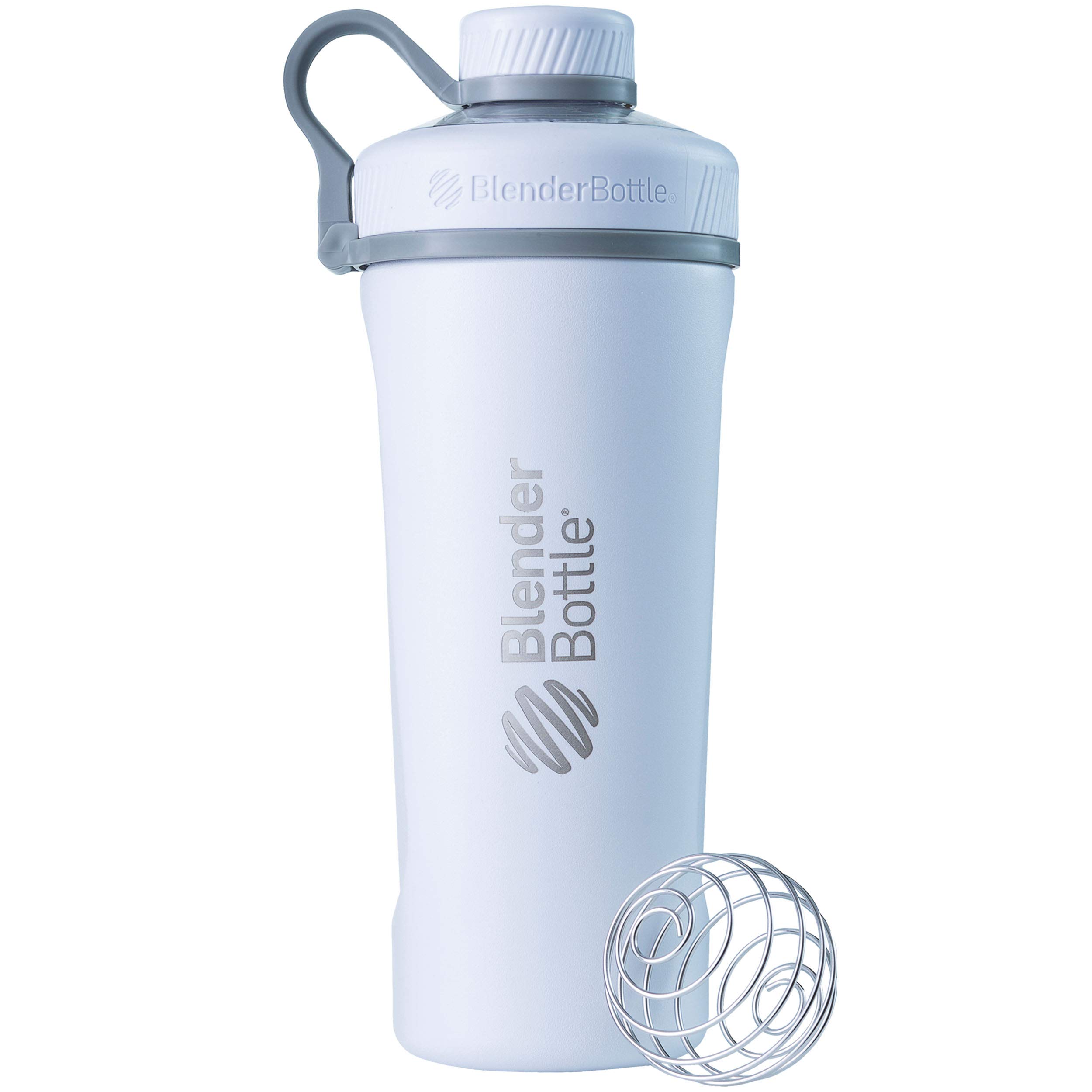 BlenderBottle Radian Edelstahl Trinkflasche, Thermoflasche mit BlenderBall, geeignet als Wasserflasche, Protein Shaker und Fitness Shaker, BPA frei, Doppelwandig, Vakuum isoliert - weiß (770ml)