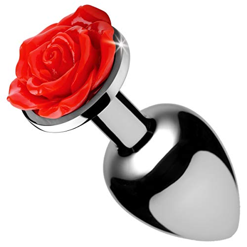 Red Rose Butt Plug - Large - Red