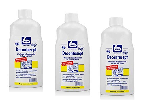 3x DR. BECHER Decontasept | Dekontaminationsmittel | Ganzkörperwaschung für Haut und Hände | in 1L Flasche | Hautverträglichkeit dermatologisch bestätigt | plus Gratis Thank You Aufkleber